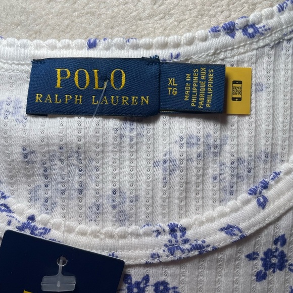 Polo by Ralph Lauren White and Blue Floral Kids Tee sz XL - Picture 2 of 4